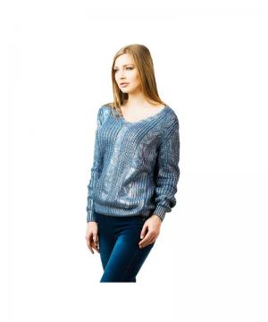 Пуловер женский серо-синий Rosa